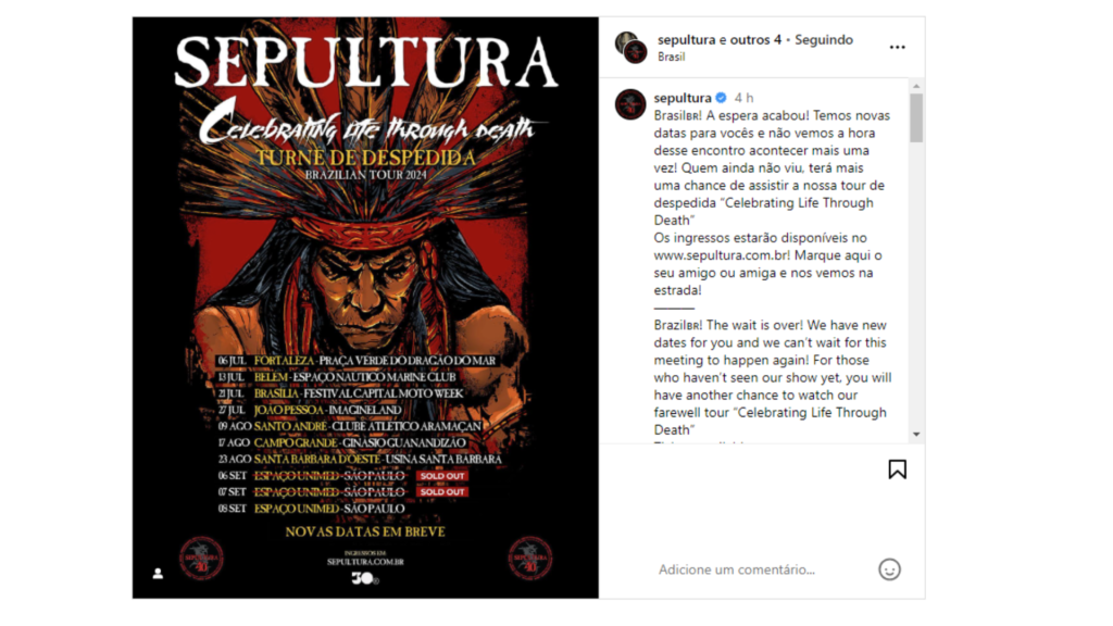 Sepultura vaza vinda ao Imagineland.